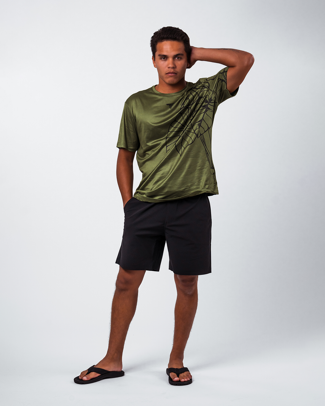 Mana Short Sleeve Shirt - Green Kalo Lau