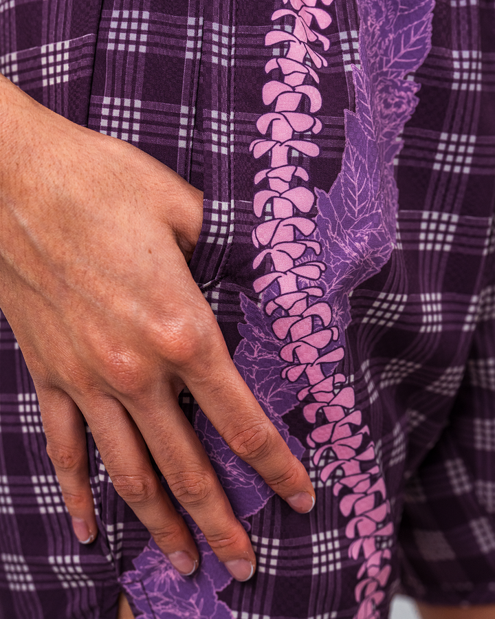 Kalia Shorts - Purple Palaka