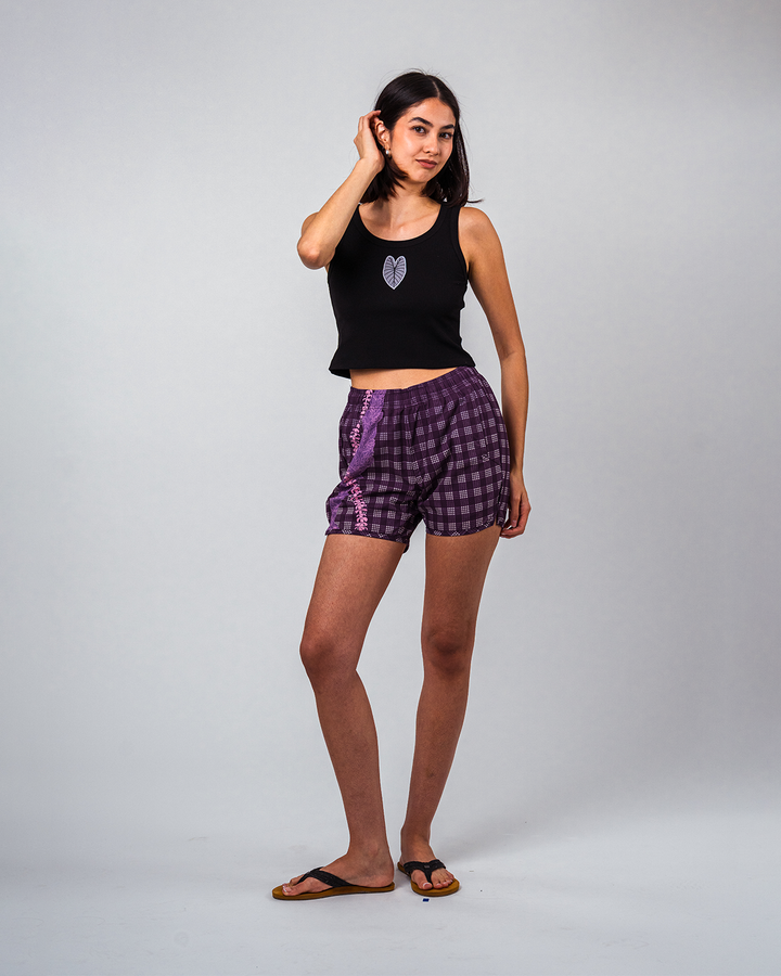Kalia Shorts - Purple Palaka