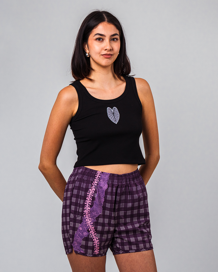 Kalia Shorts - Purple Palaka