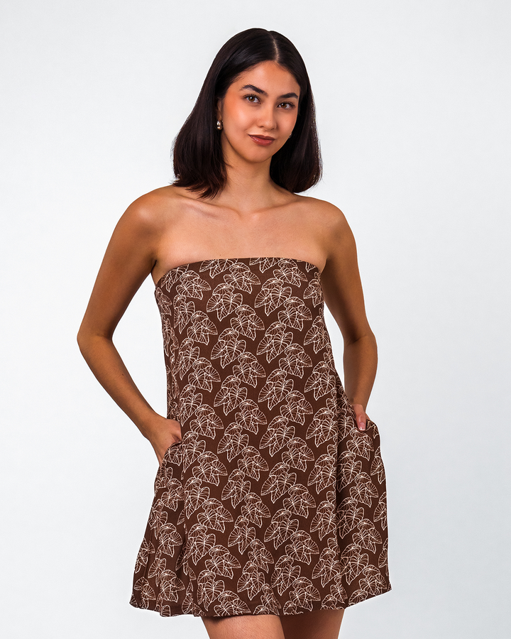 Maile Mini Dress - Brown Kalo Lau