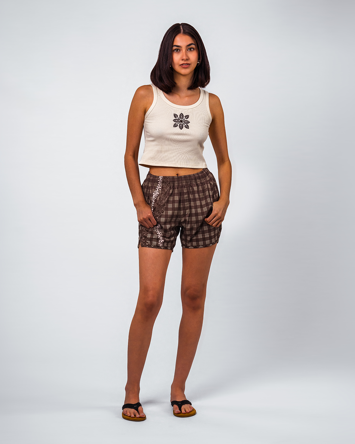 Lani Tank Top - Cream Kalo Quilt