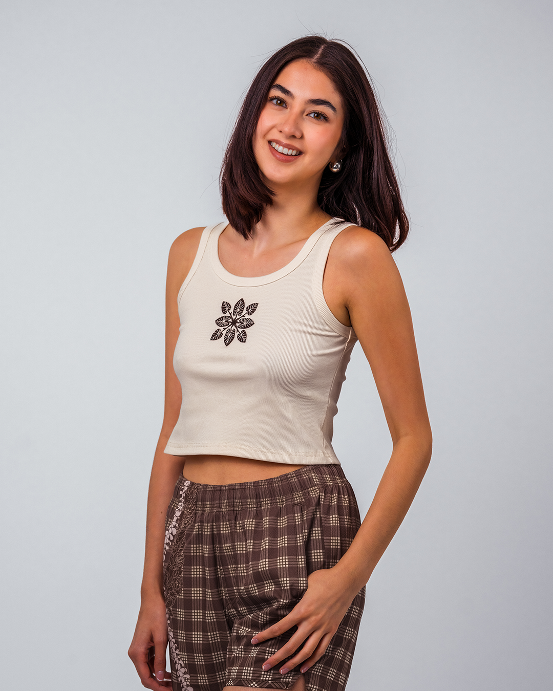 Lani Tank Top - Cream Kalo Quilt