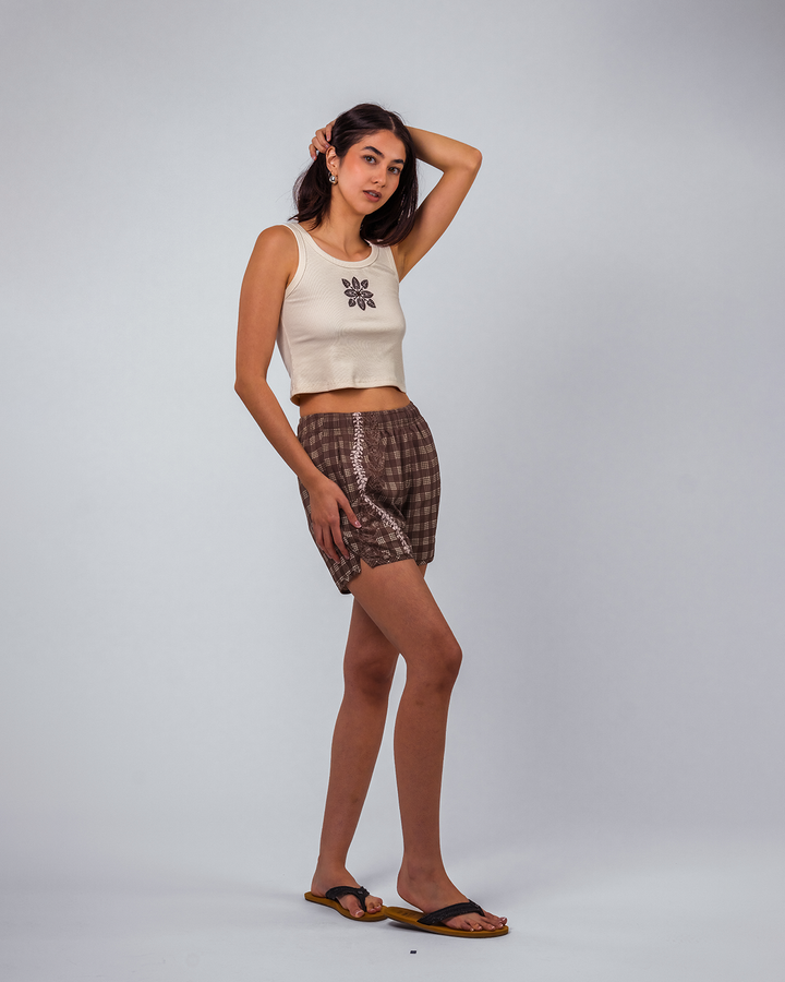 Lani Tank Top - Cream Kalo Quilt
