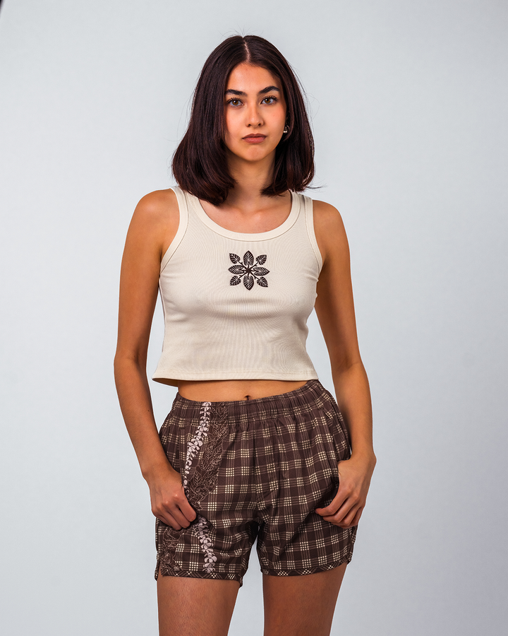 Kalia Shorts - Brown Palaka