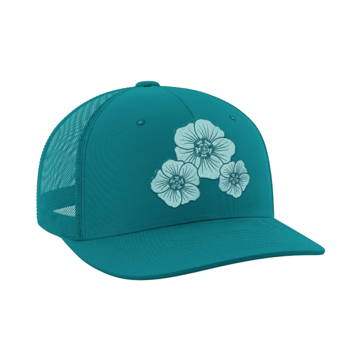 Floral Hat - Blue, front view