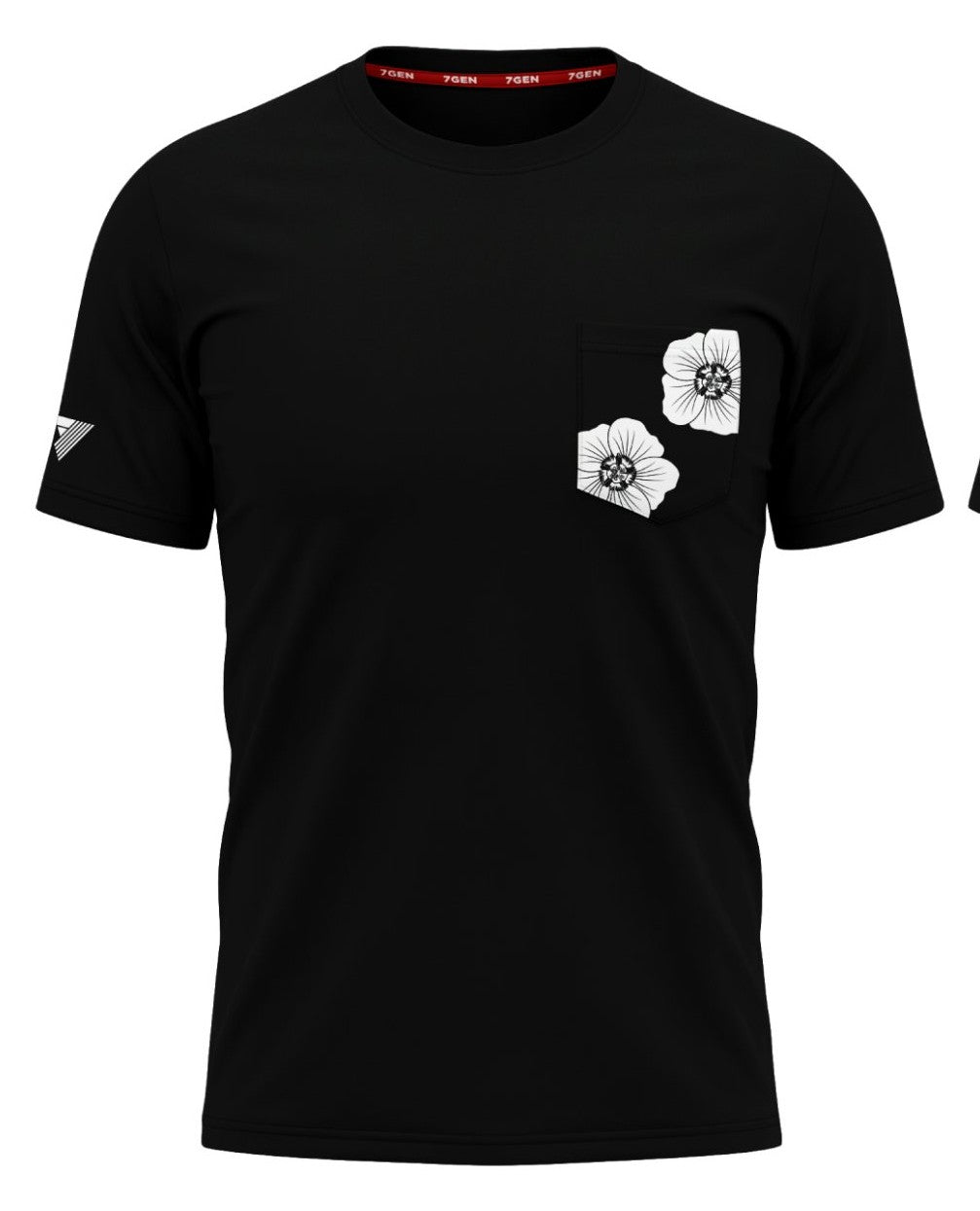 Floral Pocket Tee - Black - front