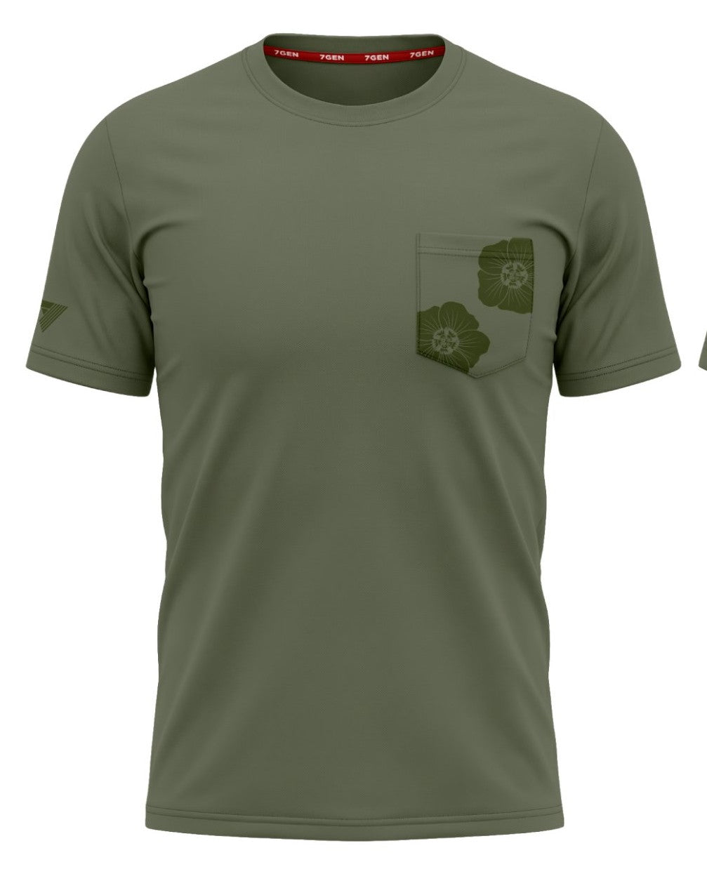 Floral Pocket Tee - Green - front