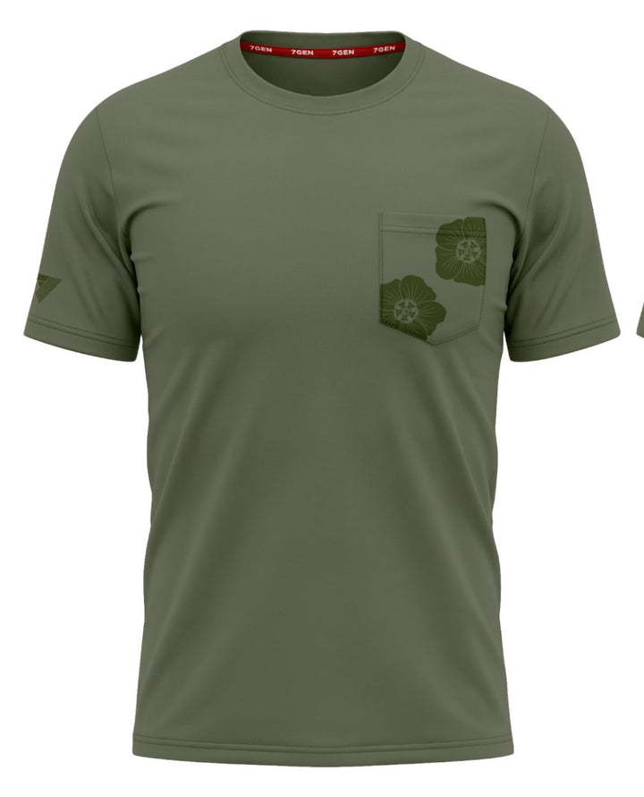 Floral Pocket Tee - Green - front