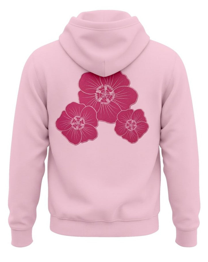 Flower Zip Up Hoodie - Pink - back