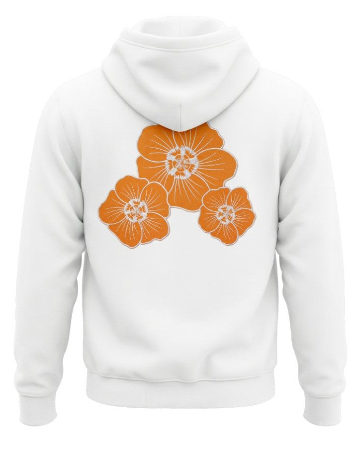 Flower Zip Up Hoodie - White - back